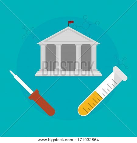 school building with science testt tube vector illustration eps 10