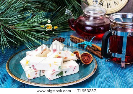 Pastilles with marmalade on plate. Studio Photo