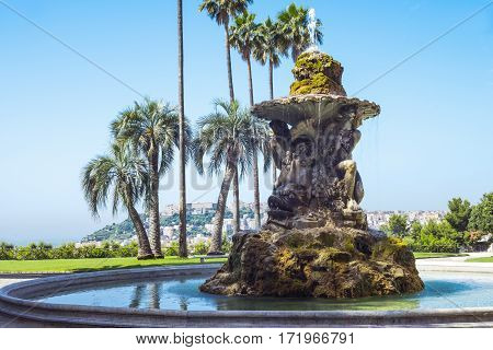 Italy Naples the fountain of the Capodimonte park