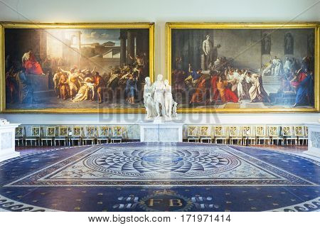 Naples Italy - June 18 2016: The Roman Empire hall of the Capodimonte royal palace