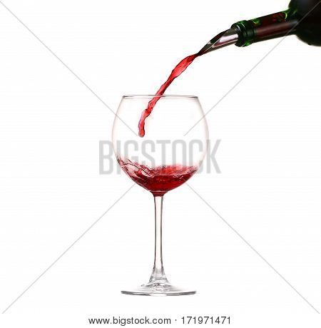 Collage Wine Collection - Splashing Red Wine In A Glass. Isolated On White Background And Pourer