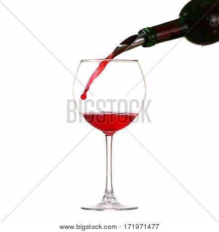 Collage Wine Collection - Splashing Red Wine In A Glass. Isolated On White Background And Pourer