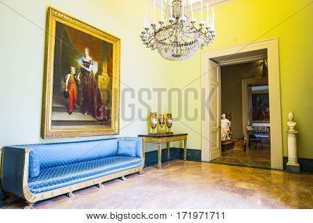 Naples Italy - June 18 2016: The royal apartments of the Capodimonte palace