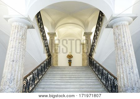 Naples Italy - June 18 2016: The main staircase of the Capodimonte royal palace