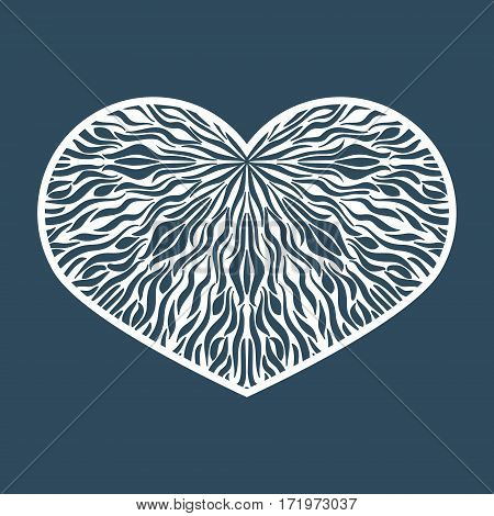 Vector Stencil Lacy Heart With Carved Openwork Pattern. Template