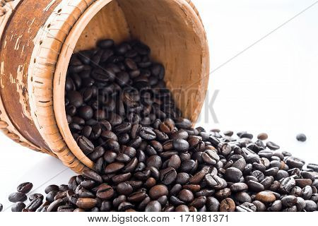 roasted coffee beans isolated in white background cutout