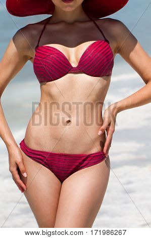 The Lake With Salt Water. Baskunchak . Beautiful Woman Sunbathing