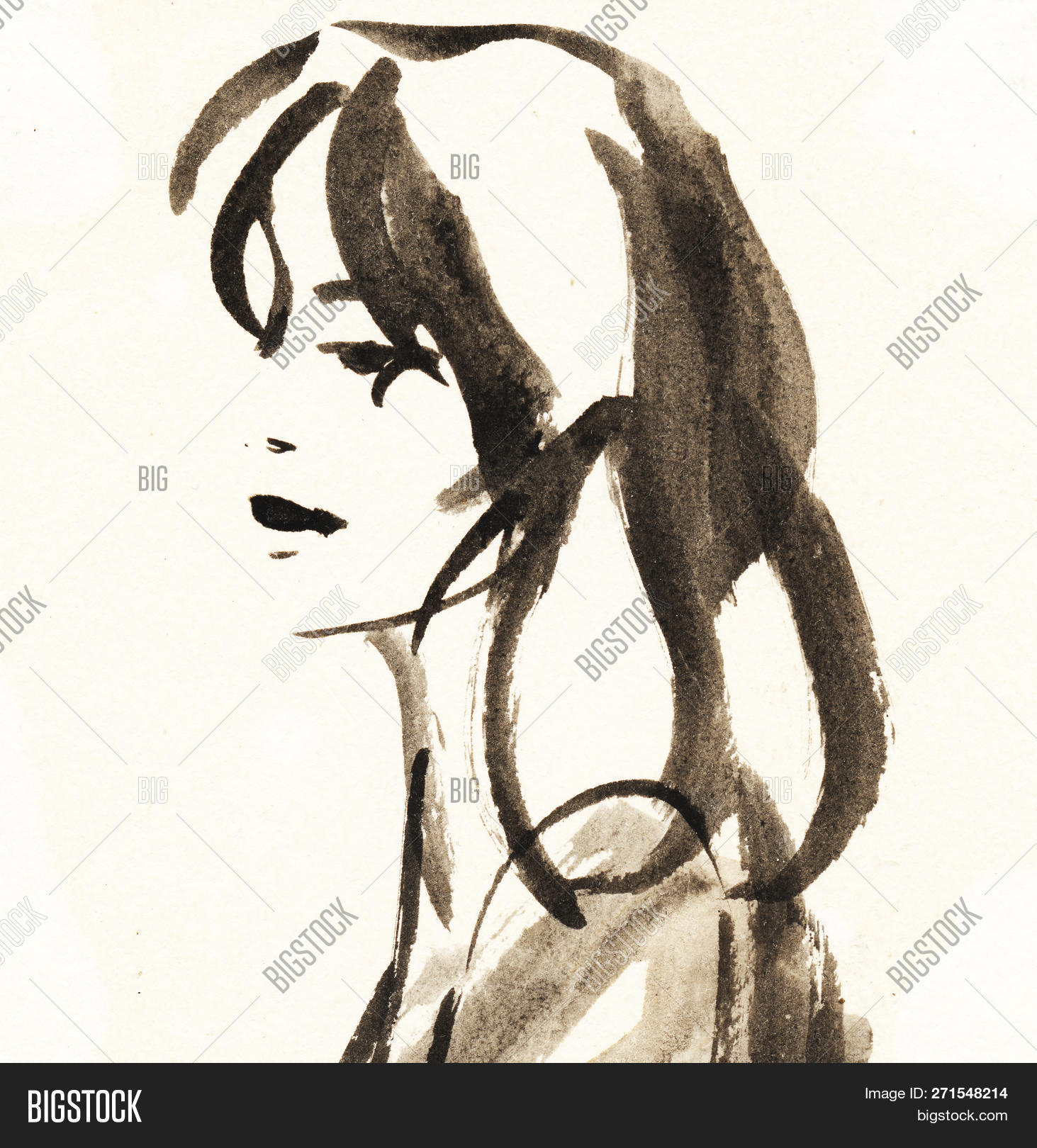 Sketch Woman Face Image Photo Free Trial Bigstock
