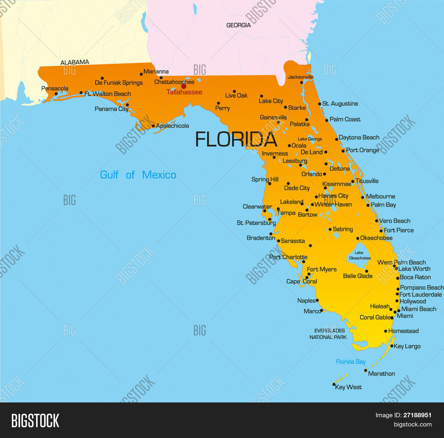 mapa floridy usa Vector Color Map Vector & Photo (Free Trial) | Bigstock mapa floridy usa