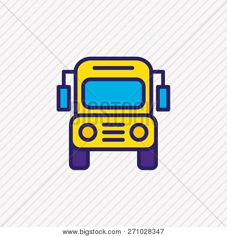 Vector Illustration Of School Bus Icon Colored Line. Beautiful Studies Element Also Can Be Used As A