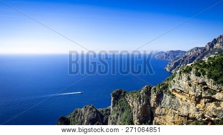 View Of Path Of Gods And Tyrrhenian Sea And Positano, Amalfi Coast