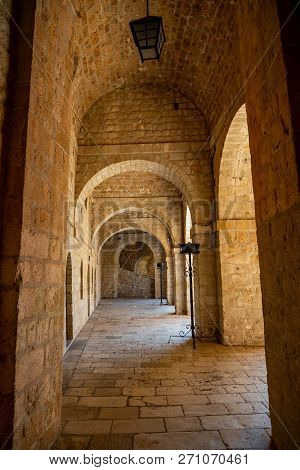 Dubrovnik, Croatia - 20.10.2018: Interior Of Fort Lovrijenac, St. Lawrence Fortress Building Archite