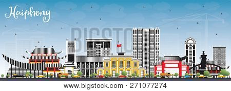 Haiphong Vietnam City Skyline with Gray Buildings and Blue Sky. Business Travel and Tourism Concept with Historic Architecture. Haiphong Cityscape with Landmarks.