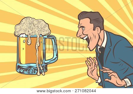 Alcohol Comic Pulp Happy Man Mug Beer. Vector & Photo (Free Trial) | Bigstock