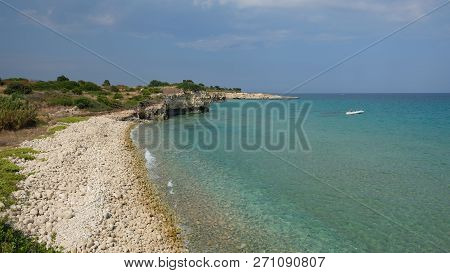 Amazing Beach At The Ionian Sea, In The Province Of Syracuse, Sicily. The Beach Is Part Of The Orien