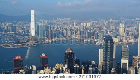 Victoria Harbor, Hong Kong 09 November 2018:- Timelapse of Hong Kong city