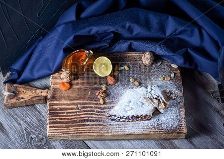 Oriental Recipe. Dessert With Dried Fruits, Lemon And Honey