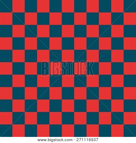 Red And Blue Checkered Background. Christmas And New Year Chess Cage. Chess Pattern. Chess Cage. Tra