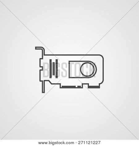 Videocard Icon Vector, Filled Flat Sign, Solid Pictogram Isolated On White. Symbol, Logo Illustratio