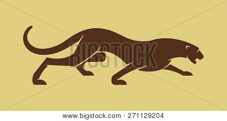 Vector Illustration Of A Puma Isolated On Brown Color