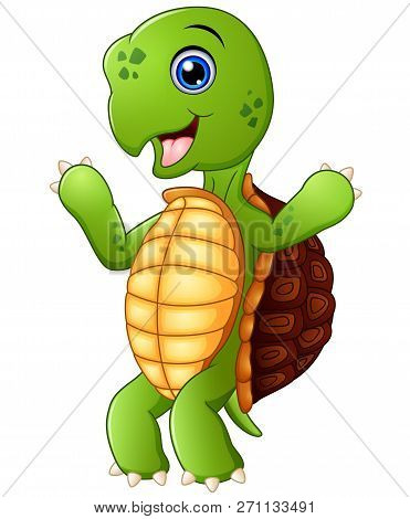 Vector Illustration Cartoon Of The Cute Turtle Standing