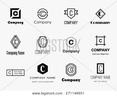 Vector Set Of Flat Style Monochromatic Letter C (cee) Logos - Elegant, Modern And Simple Logo Collec