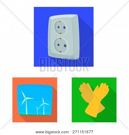 Vector Design Of Electricity And Electric Logo. Set Of Electricity And Energy Stock Symbol For Web.