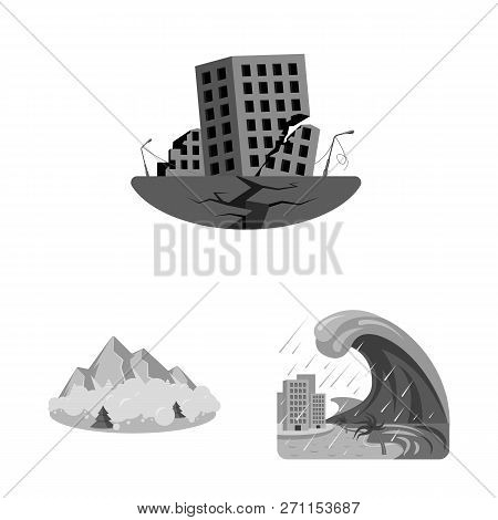 Vector Design Of Natural And Disaster Logo. Set Of Natural And Risk Vector Icon For Stock.
