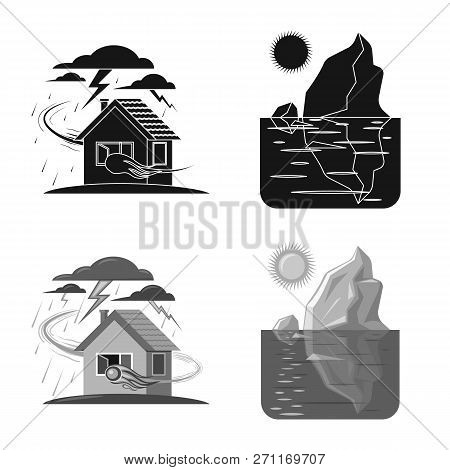 Vector Illustration Of Natural And Disaster Symbol. Set Of Natural And Risk Vector Icon For Stock.