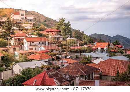 The Mountain Village Of Pedoulas On The North Side Of The Troodos Mountains. Nicosia District, Cypru