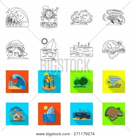 Vector Design Of Natural And Disaster Icon. Set Of Natural And Risk Stock Vector Illustration.