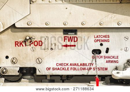 Side Of A Helicopter Gunship. Close-up Photo