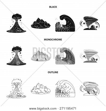 Vector Design Of Natural And Disaster Icon. Collection Of Natural And Risk Vector Icon For Stock.