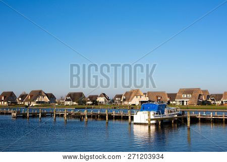 Holiday homes on the waterfront in Friesland, the Netherlands