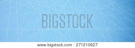 Blue Banner Template With Abstract Ice Pattern. Vector Background.