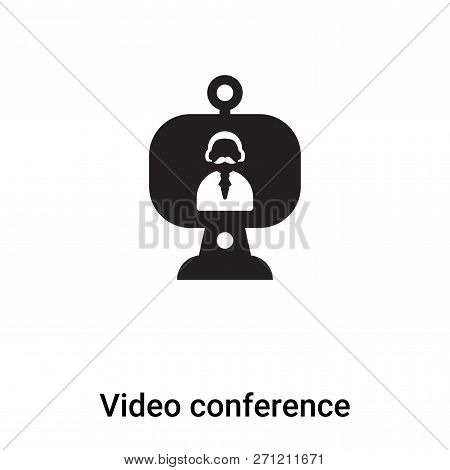Video Conference Icon In Trendy Design Style. Video Conference Icon Isolated On White Background. Vi
