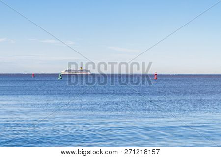 White Liner Sailing In The Gulf Of Finland