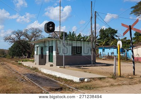 Manaca Iznaga, Cuba - January 29,2017:  Railway Station For Tourist Train In The Valley Of The Sugar