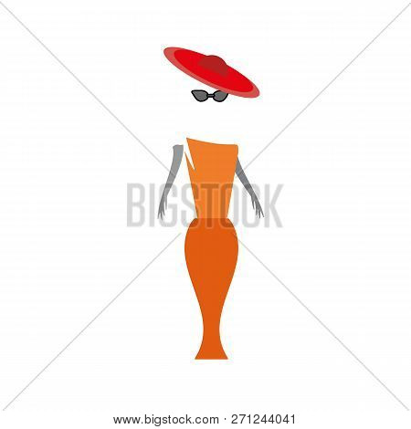 The Symbol Of The Feminine Silhouette A Bright Color Glasses Hat