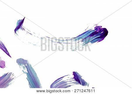 Oil Acrylic Paint Color Blue Dark Color. Hand-drawn Swabs And Splash