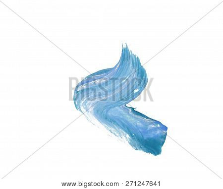 Oil Acrylic Paint Color Blue Dark Color. Hand-drawn Swabs And Splash