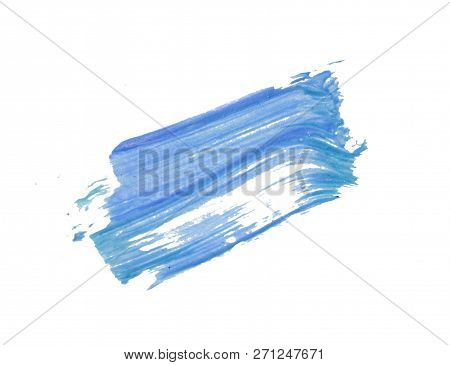 Oil Acrylic Paint Color Blue Dark Color. Hand-drawn Swabs And Splash