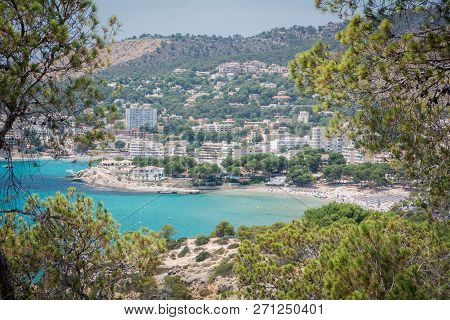Peguera, Cala Fornells, Mallorca, Spain - July 24, 2013: View Of Peguera And Cala Fornells From The 