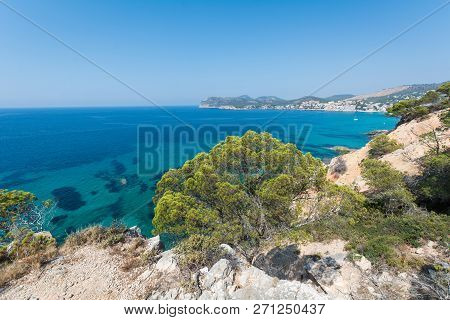 Peguera, Cala Fornells, Mallorca, Spain - July 24, 2013: View Of Peguera And Cala Fornells From The 