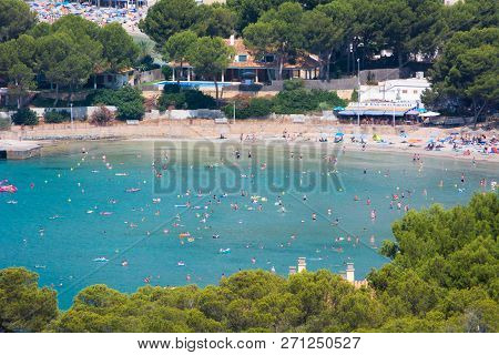 Peguera, Cala Fornells, Mallorca, Spain - July 24, 2013: View Of Peguera And Cala Fornells From The 
