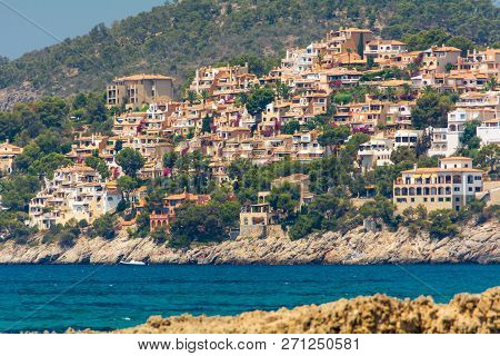 Peguera, Cala Fornells, Mallorca, Spain - July 24, 2013: View Of Peguera And Cala Fornells From The 