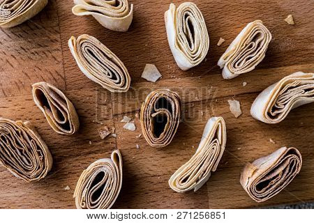 Turkish Food From Artvin Called Silor / Rolled And Fried Phyllo.