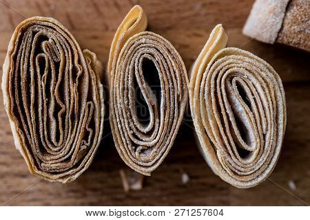 Turkish Food From Artvin Called Silor / Rolled And Fried Phyllo.