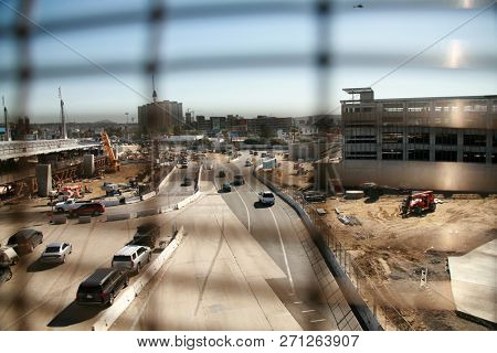 San Ysidro, California - 11/26/2018: US / Mexico border fence separating America from Mexico in Southern California. 