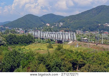 Railway Bridge Over The Shahe River In The Area Of Village Golovinka (lazarevskiy District Of Sochi)